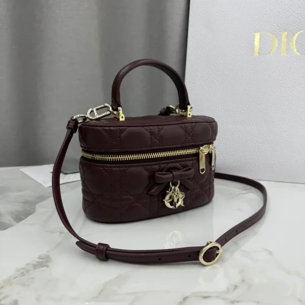 Dior Burgundy Quilted Mini Top Handle Bag image 1