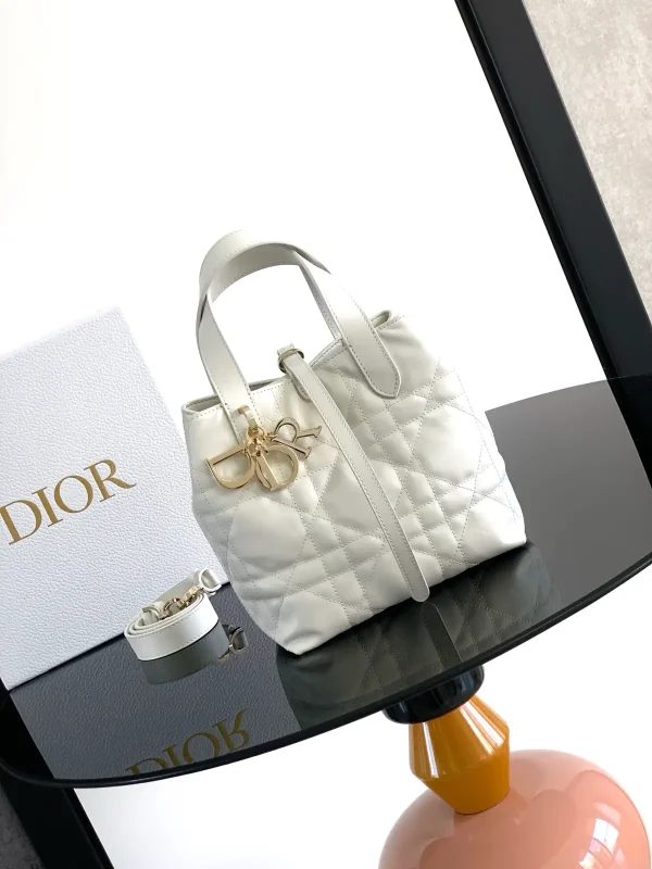 Dior White Quilted Leather Top Handle Bag image 1