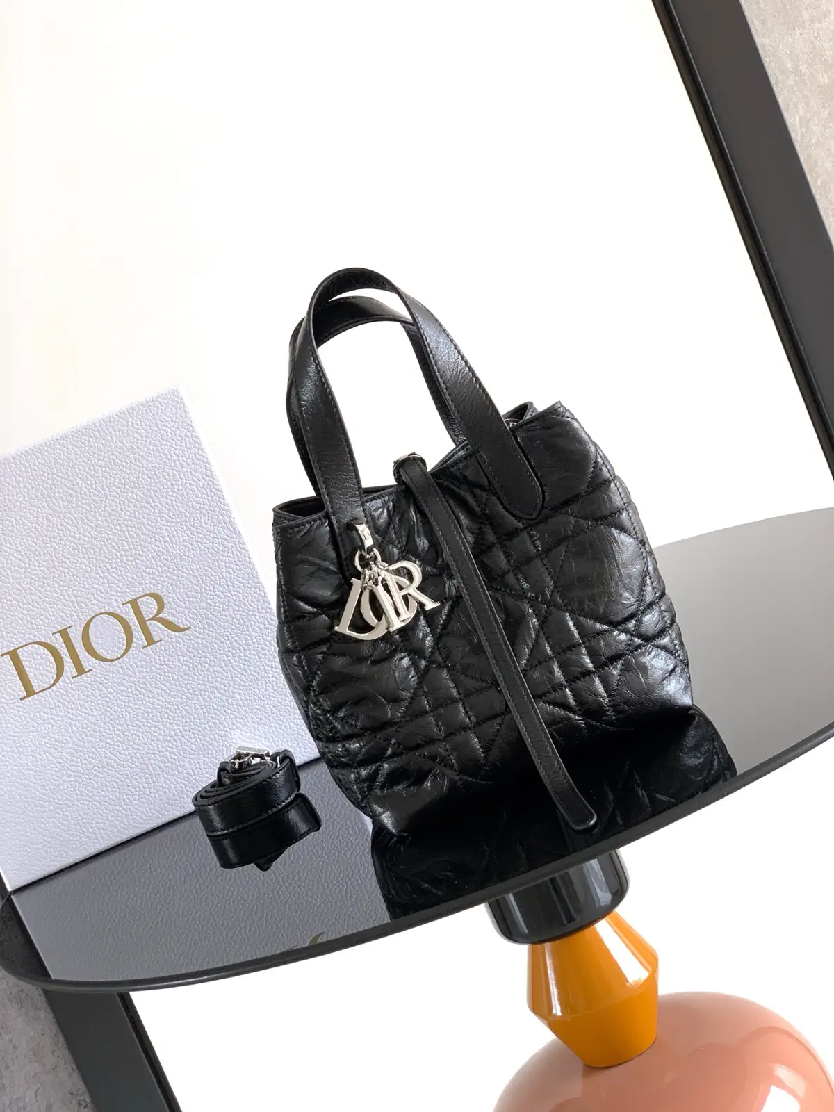 Dior Black Quilted Leather Toujours Vertical Top Handle Bag image 1