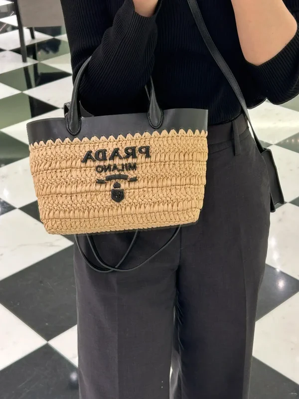 Prada Mini Straw Tote Bag image 1