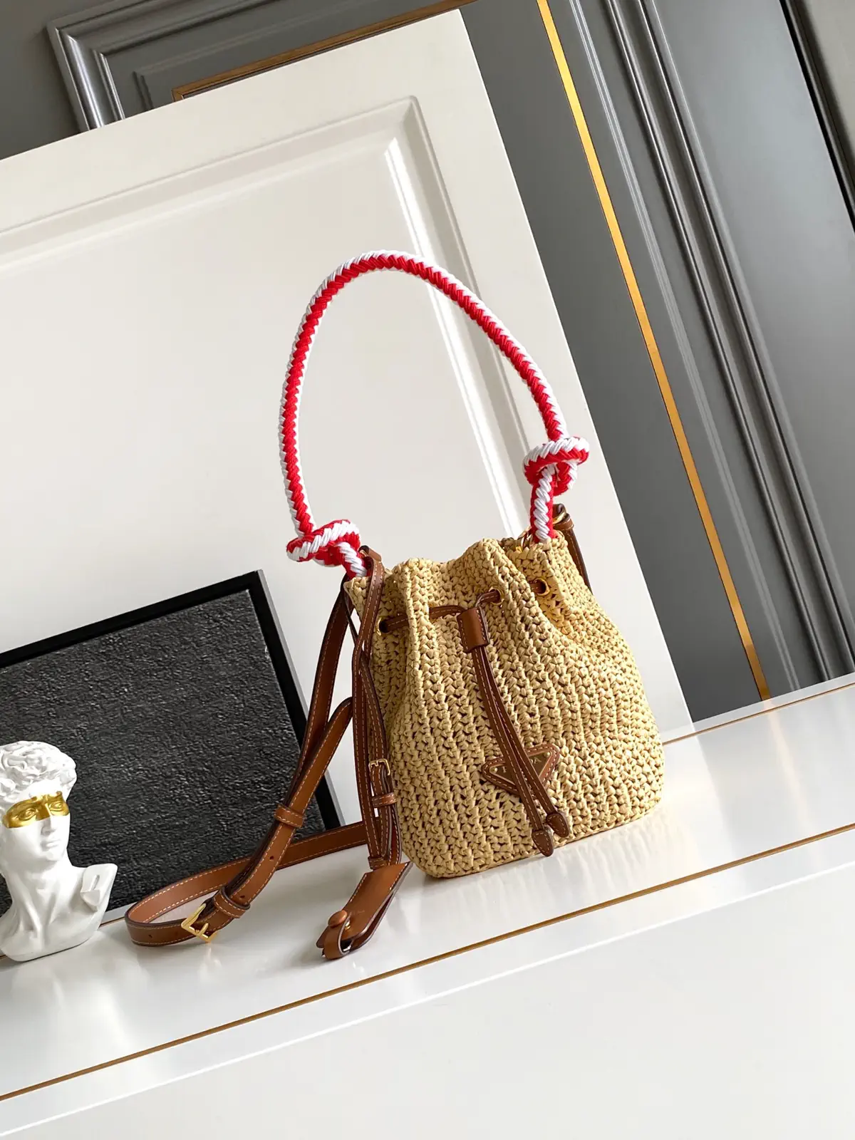Prada Woven Straw Bucket Bag image 1