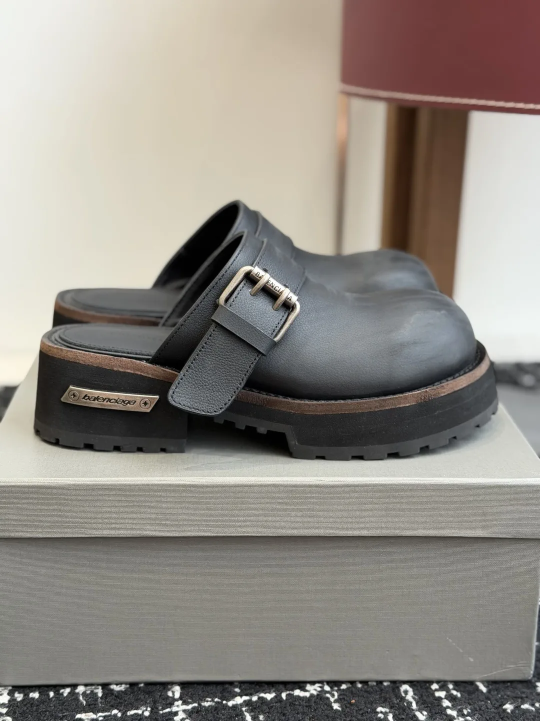 Distressed Platform Closed Toe Mule Slippers image 1