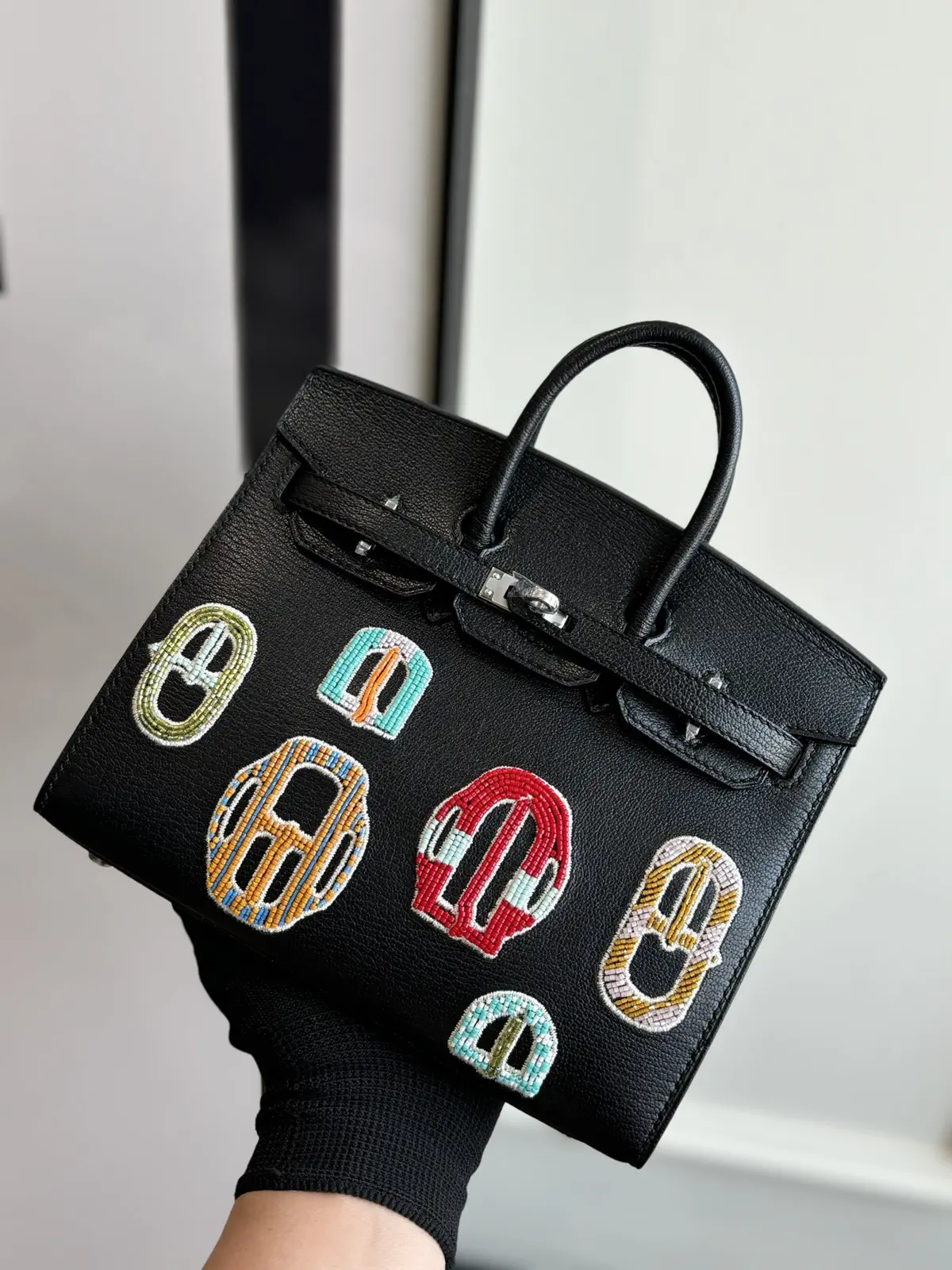 Hermès Beaded Embroidered Badge Top Handle Bag image 1