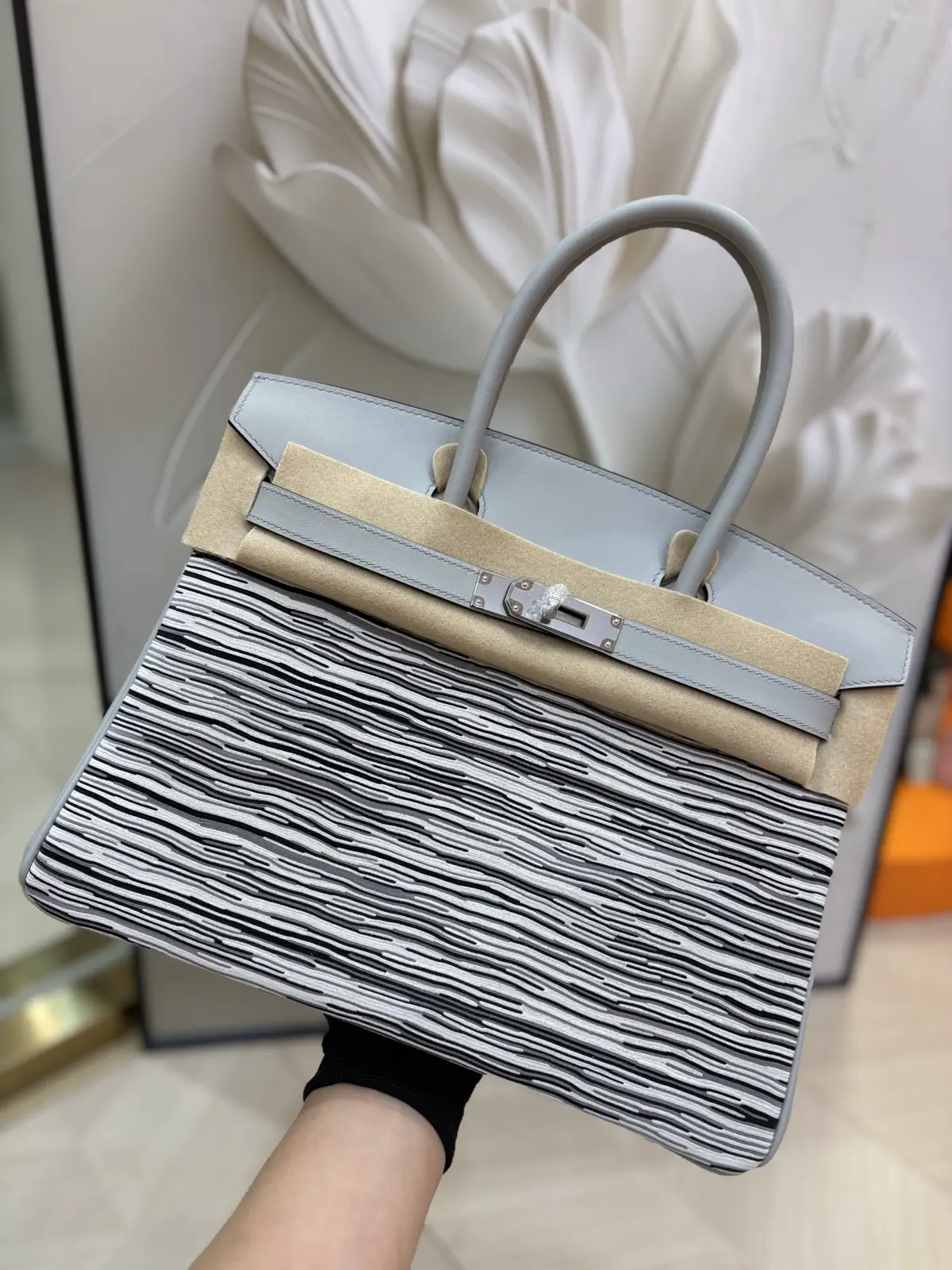 Hermès Striped Top Handle Bag image 1