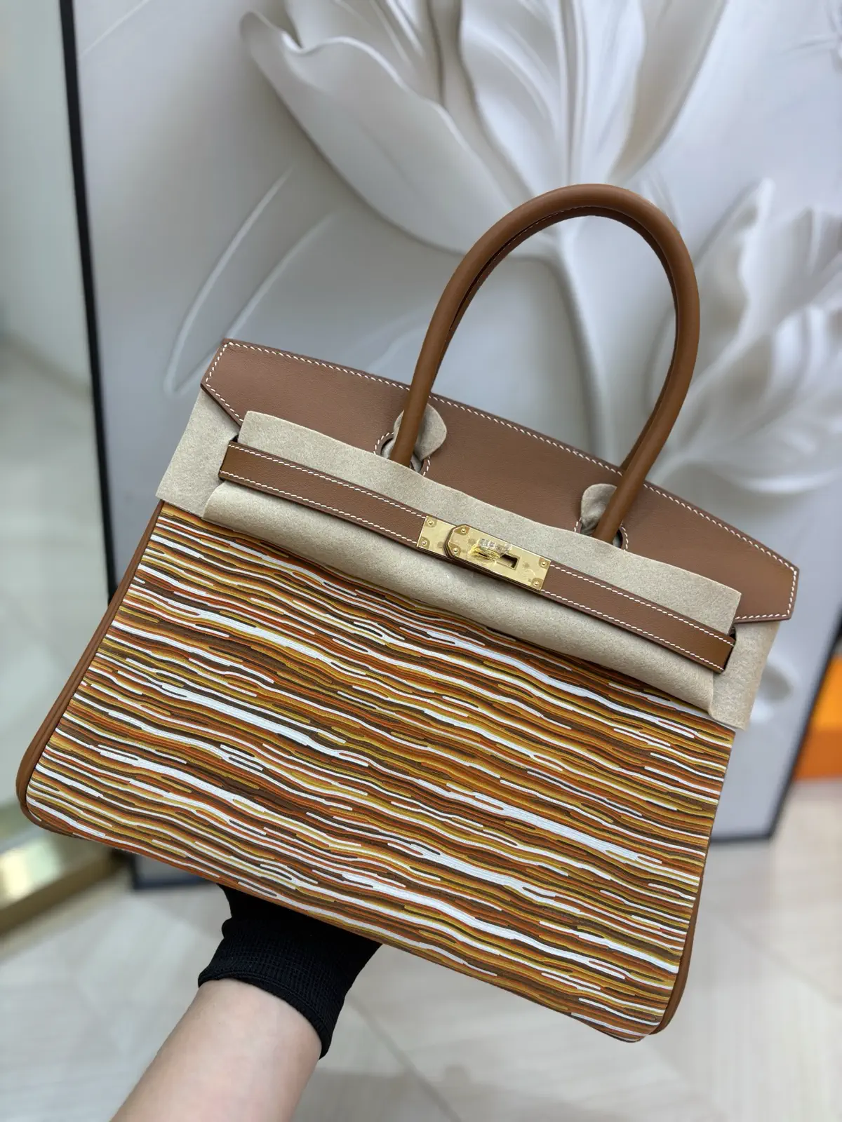Hermès Striped Top Handle Bag image 1