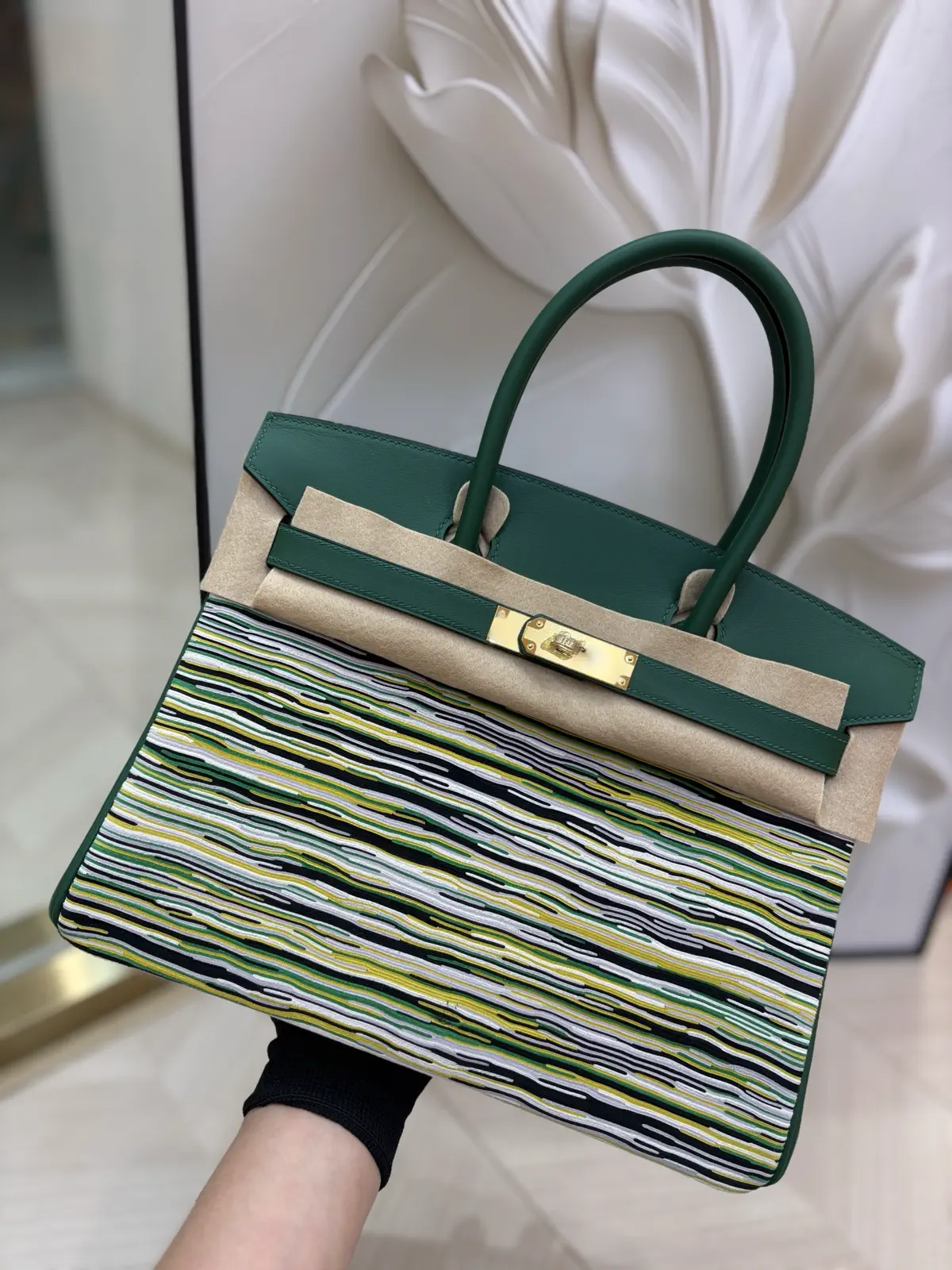 Hermès Striped Top Handle Bag image 1