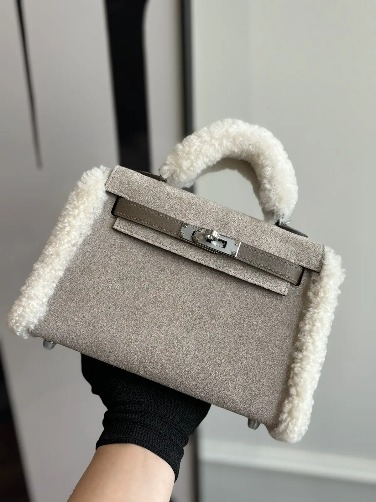 Hermès Shearling Trim Mini Top Handle Bag image 1