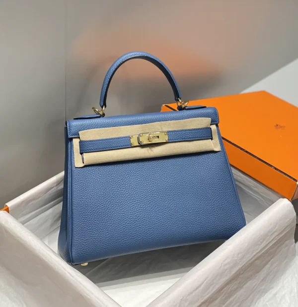 Hermès Blue Leather Top Handle Bag image 1