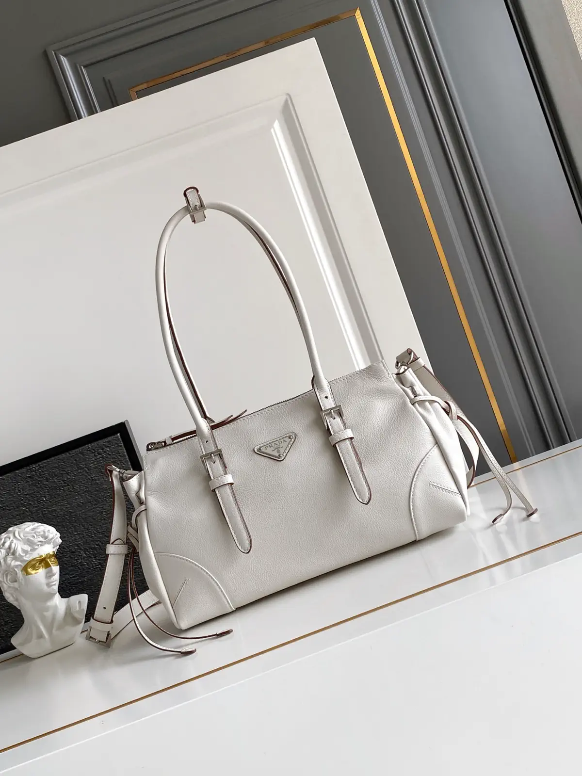 Prada White Top Handle Bag image 1