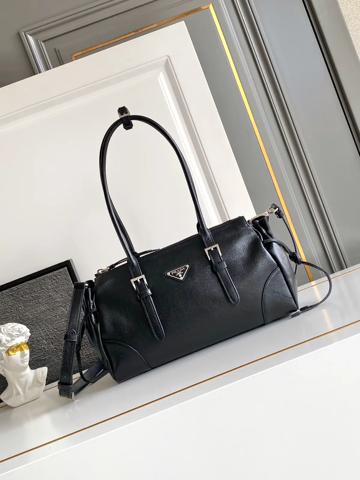 Prada Leather Top Handle Bag with Detachable Shoulder Strap image 1