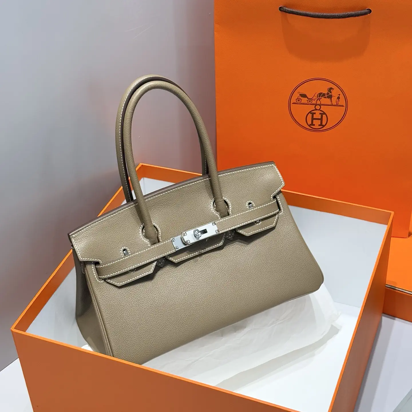 Hermès Etoupe Top Handle Bag image 1