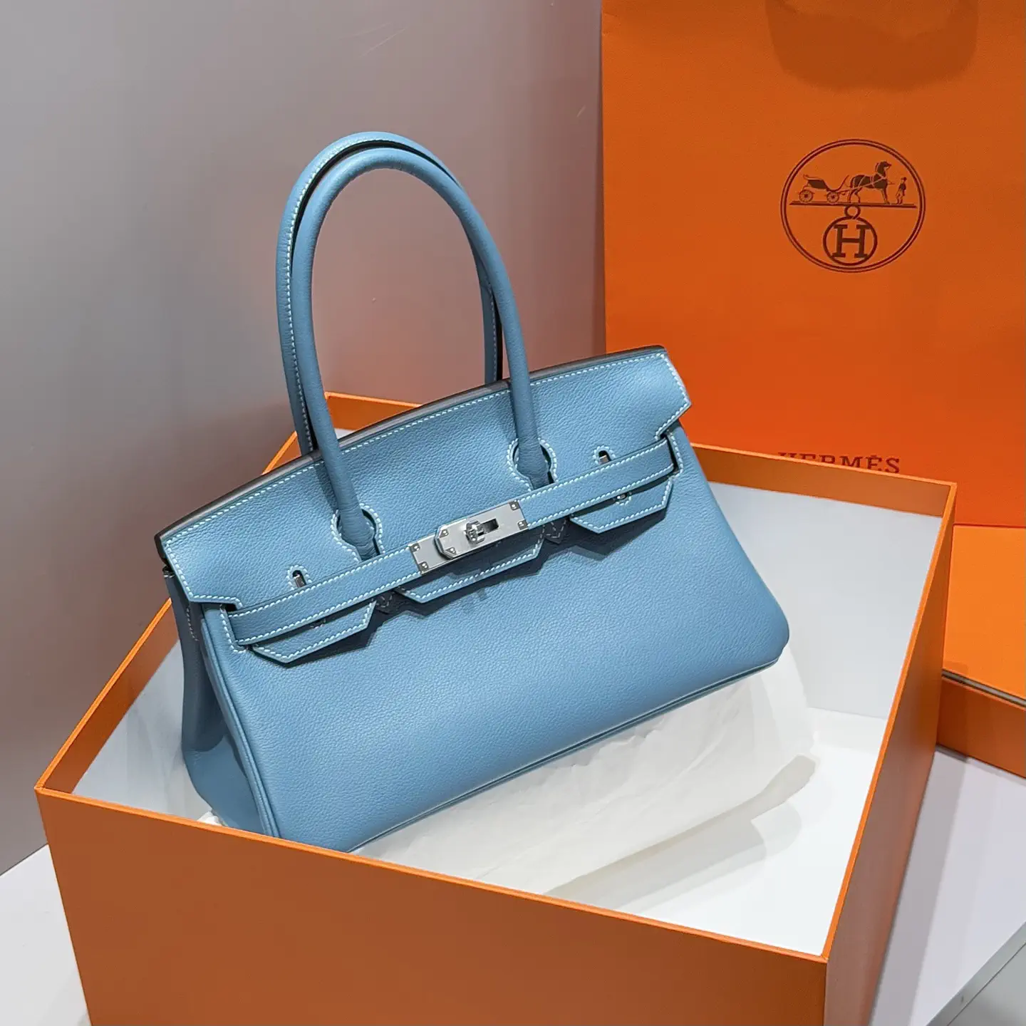 Hermès Blue Jean Top Handle Bag image 1