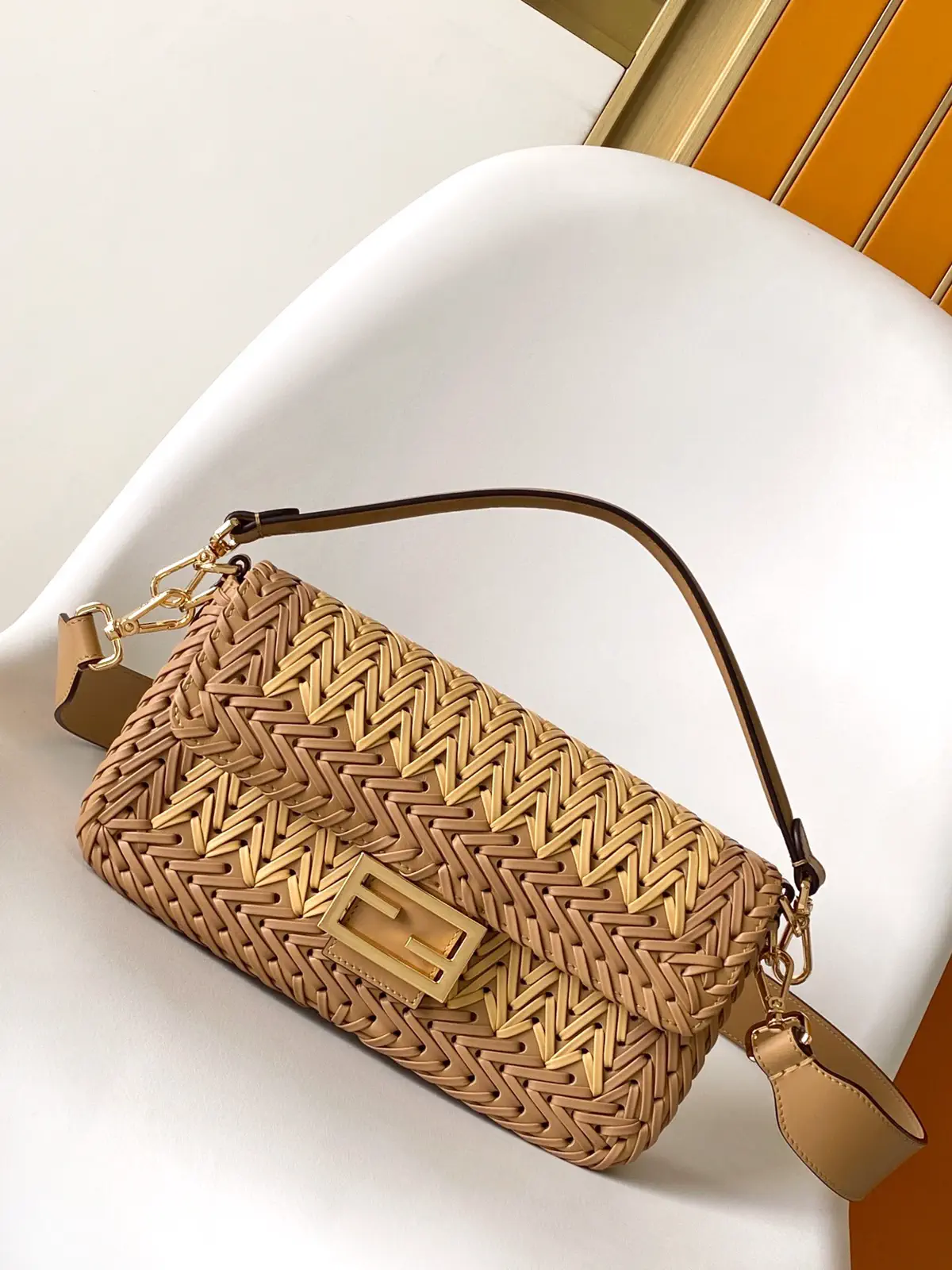 FENDI Woven Baguette Shoulder Bag image 1