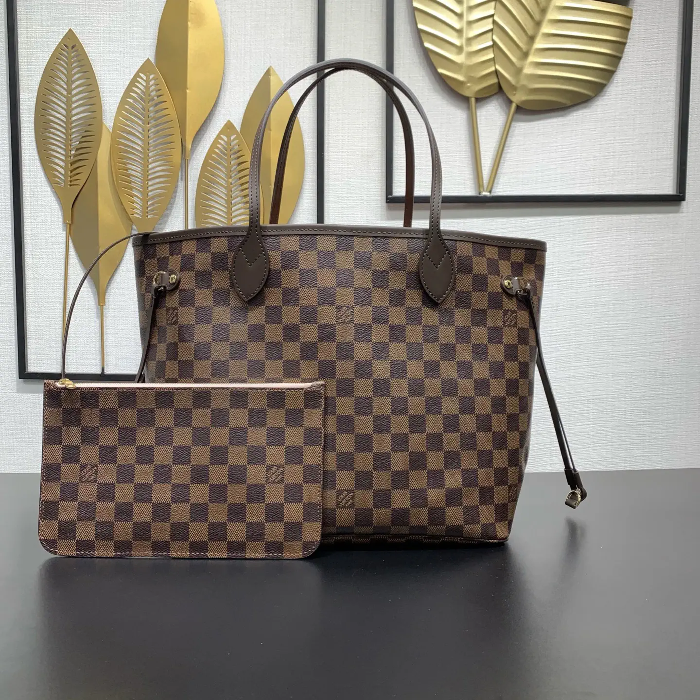 Louis Vuitton Damier Ebene Neverfull Tote Bag with Pouch image 1