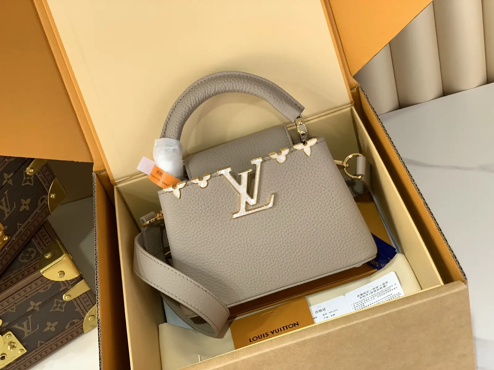Louis Vuitton Capucines Mini Top Handle Bag with Floral Monogram Accents image 1