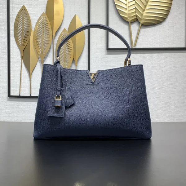 Louis Vuitton Navy Blue Taurillon Leather Capucines Top Handle Bag image 1