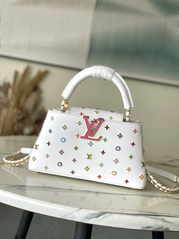 Louis Vuitton White Multicolor Monogram Studs Top Handle Bag image 1
