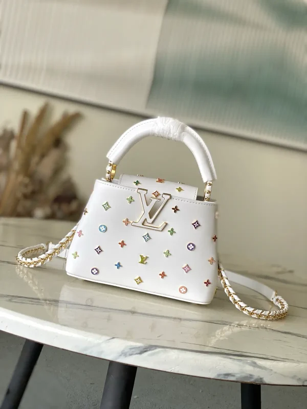 Louis Vuitton White Multicolor Monogram Capucines Top Handle Bag image 1