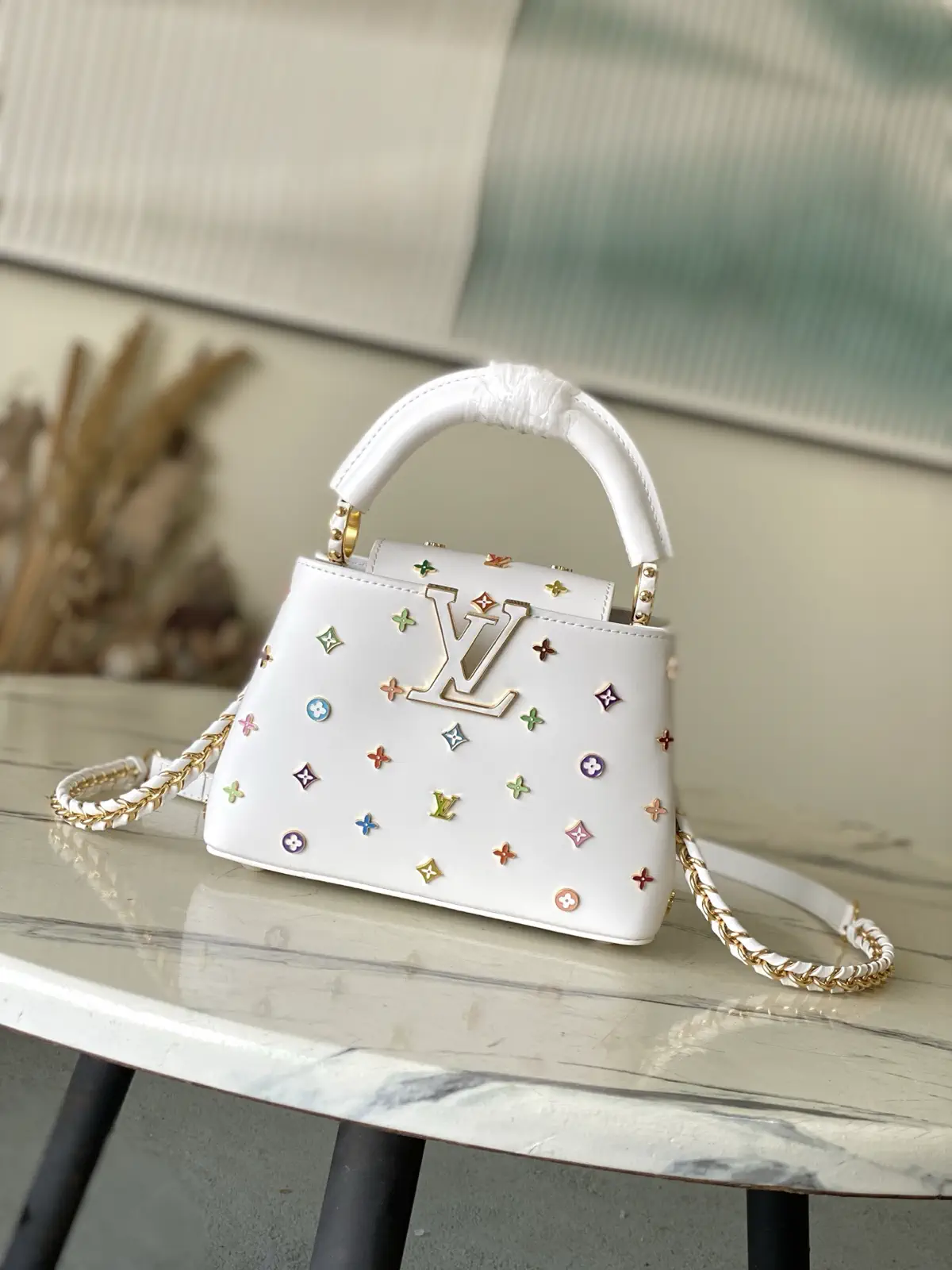 Louis Vuitton White Multicolor Monogram Capucines Top Handle Bag image 1