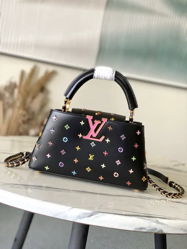 Louis Vuitton Black Monogram Studded Capucines East-West Mini Bag image 1