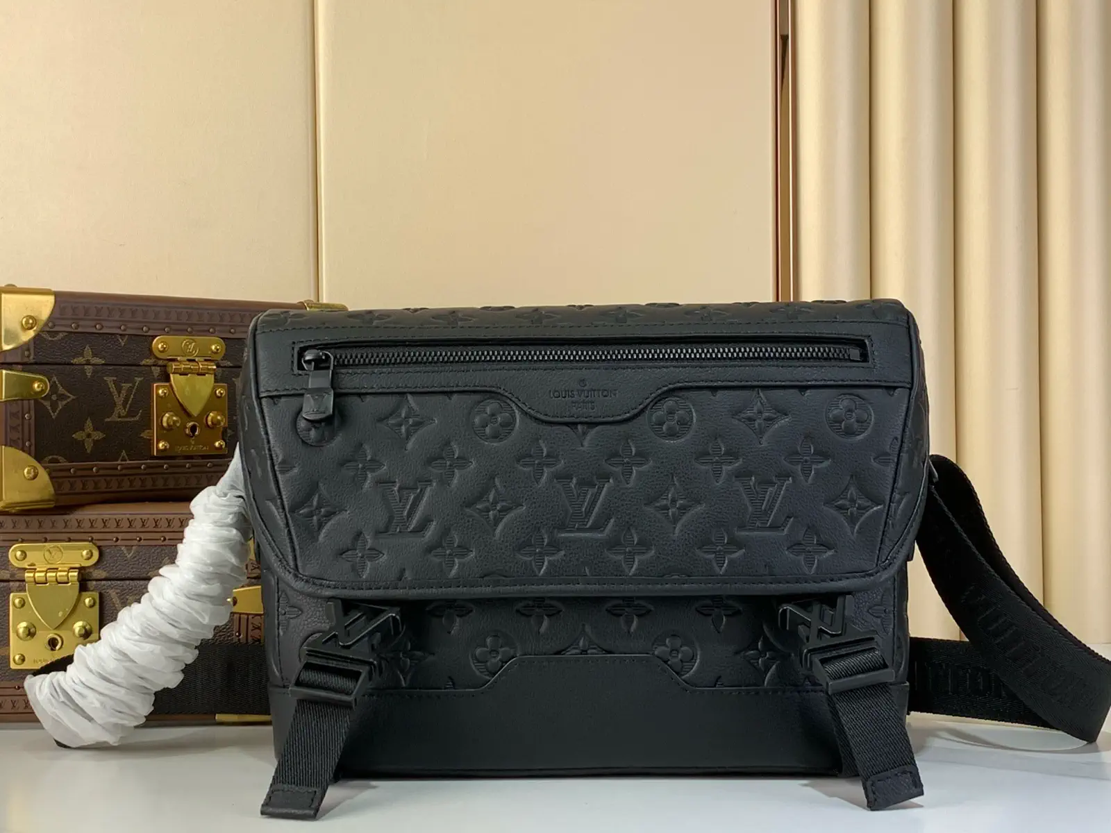 Louis Vuitton Black Monogram Embossed Messenger Bag image 1