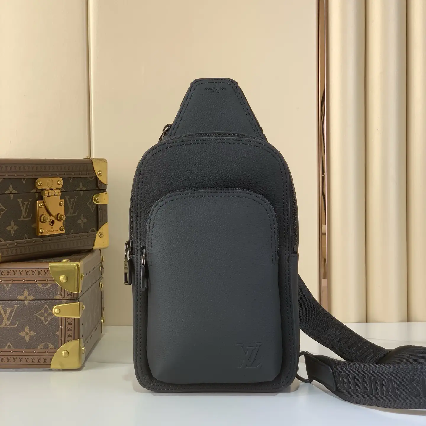Louis Vuitton Black Leather Avenue Sling Bag PM image 1