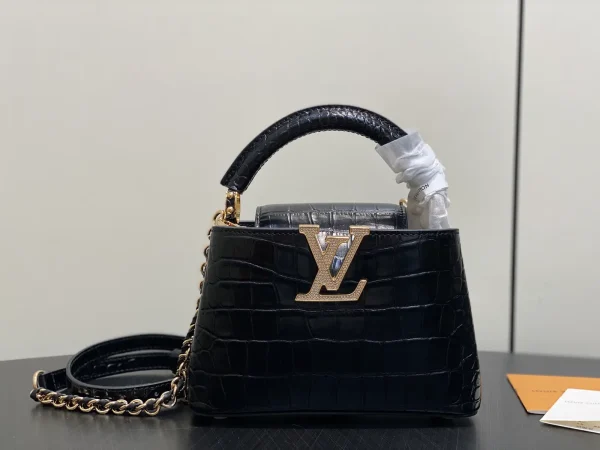Louis Vuitton Black Crocodile-Embossed Capucines Mini Top Handle Bag image 1