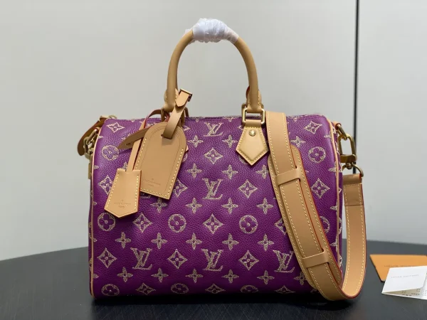 Louis Vuitton Purple Embroidered Monogram Speedy Bandoulière 30 Top Handle Bag image 1
