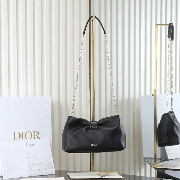Dior Black Lambskin Bow Chain Bag image 1