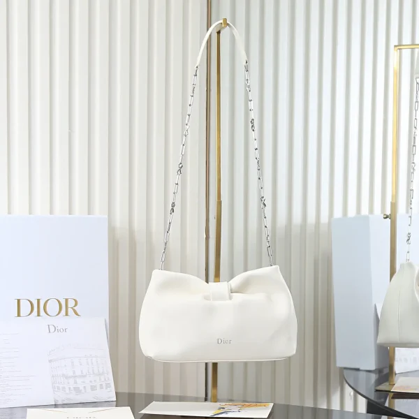 Dior White Lambskin Bow Chain Bag image 1