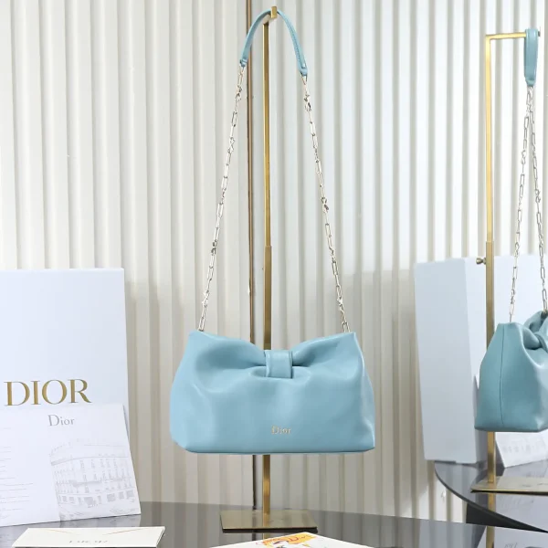 Dior Light Blue Lambskin Bow Chain Bag image 1