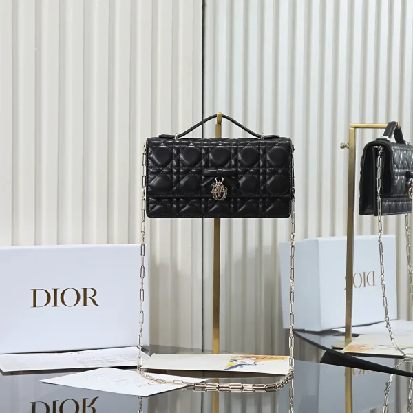 Dior Black Quilted Bow Chain WOC Bag image 1