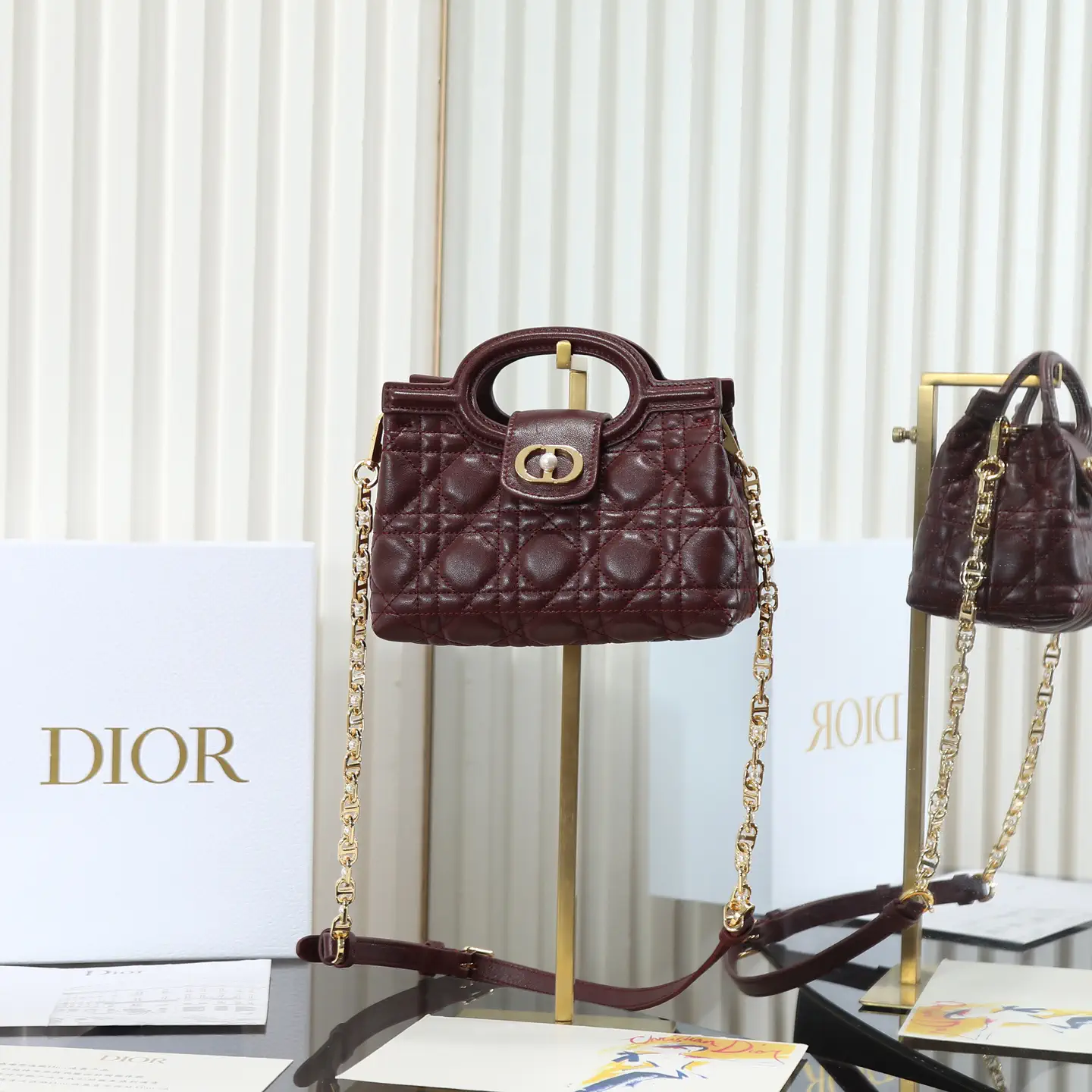 Dior Quilted Top Handle Bag with Chain Strap image 1