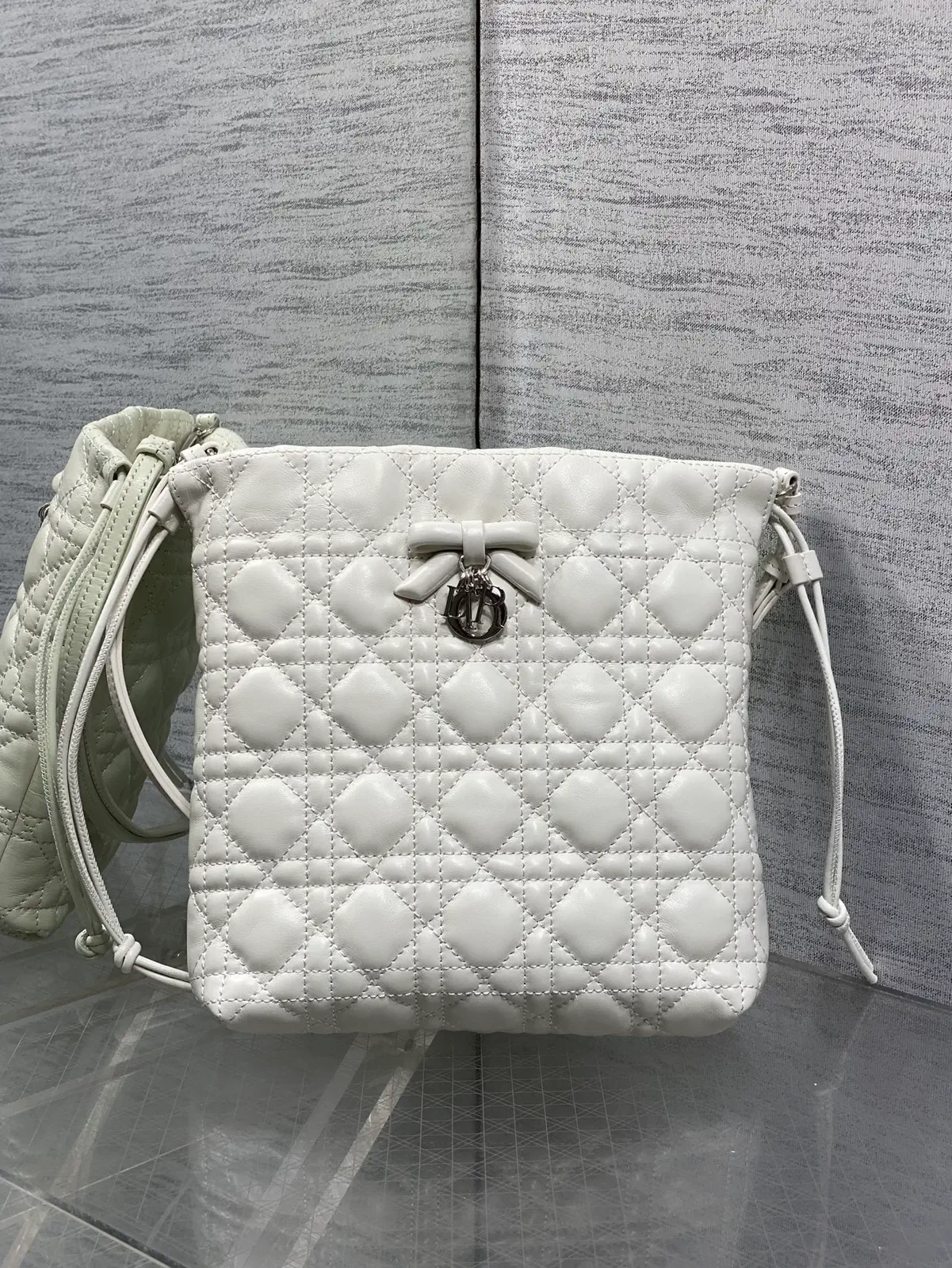 Dior Quilted Bucket Bag with Bow Charm image 1