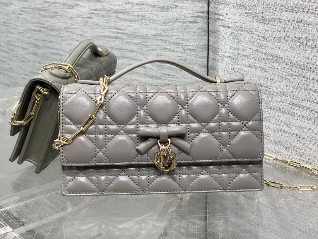 Dior Quilted Bow Charm Top Handle Bag with Chain Strap image 1