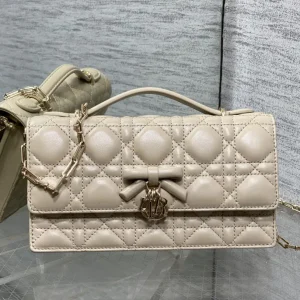 Dior Quilted Bow Charm Clutch with Chain Strap image 1