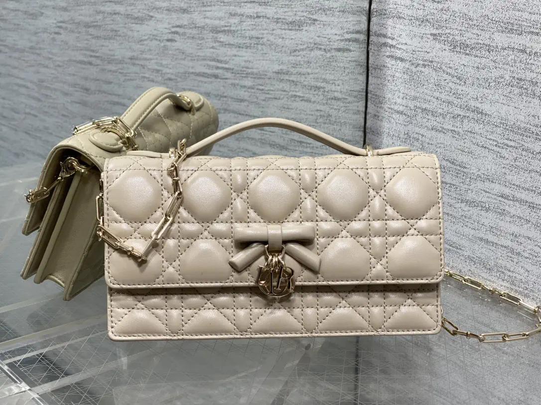 Dior Quilted Bow Charm Clutch with Chain Strap image 1