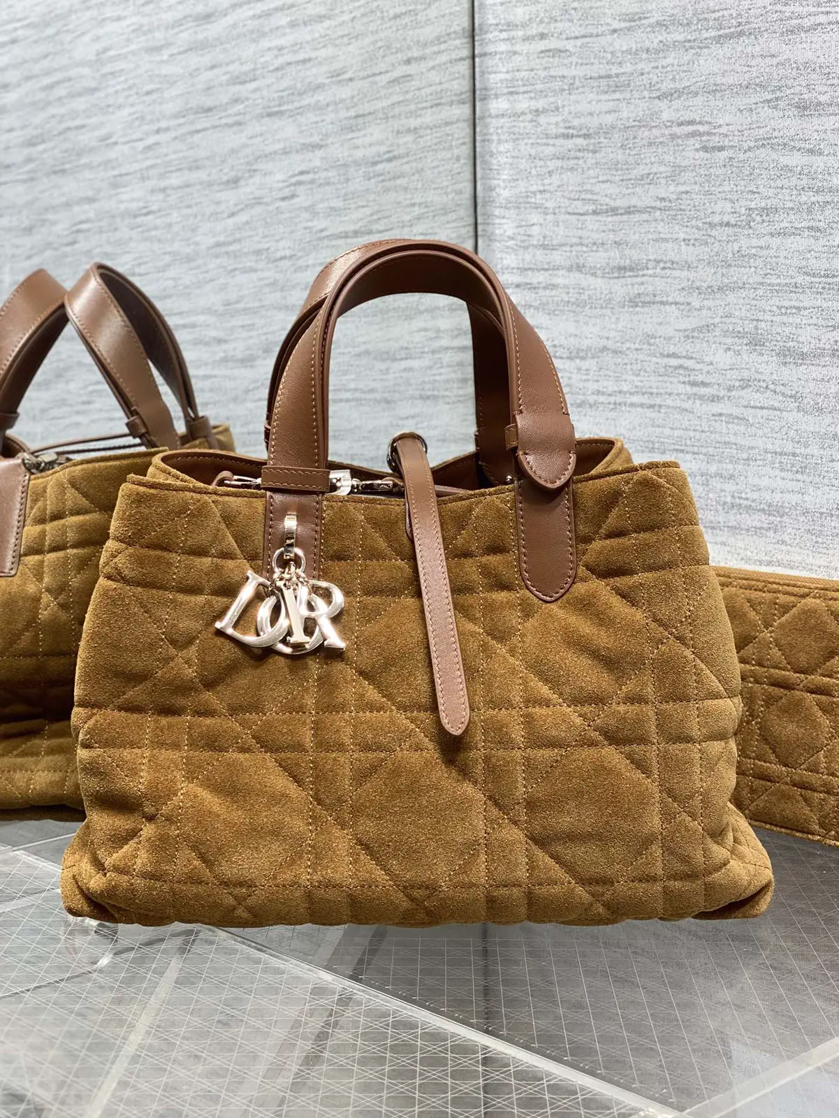 Dior Quilted Suede Top Handle Bag image 1