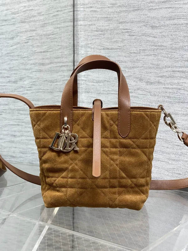 Dior Quilted Suede Top Handle Bag with Shoulder Strap image 1