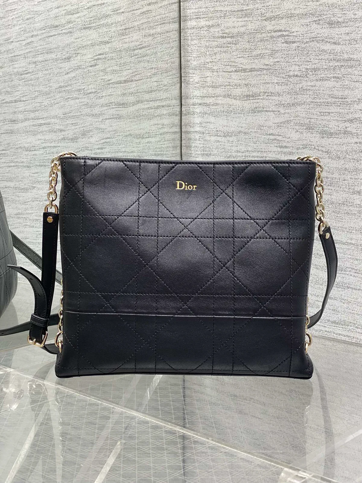 Dior Black Quilted Leather Hobo Shoulder Bag image 1