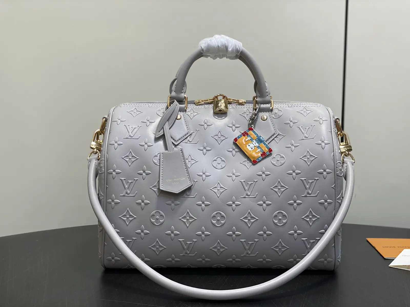 Louis Vuitton Gray Embossed Monogram Speedy Soft 30 Top Handle Bag image 1