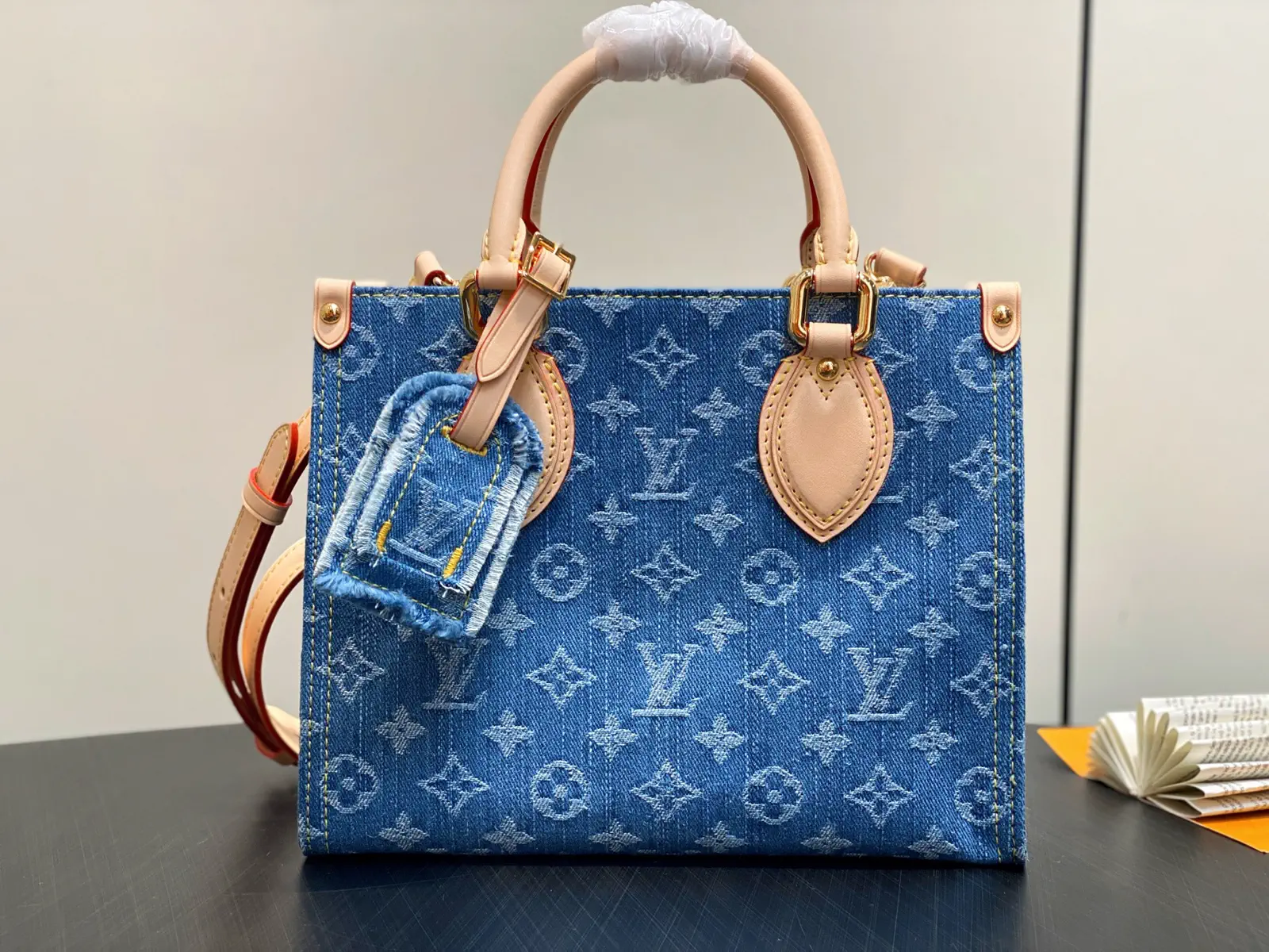 Louis Vuitton Blue Denim Monogram OnTheGo Tote Bag image 1