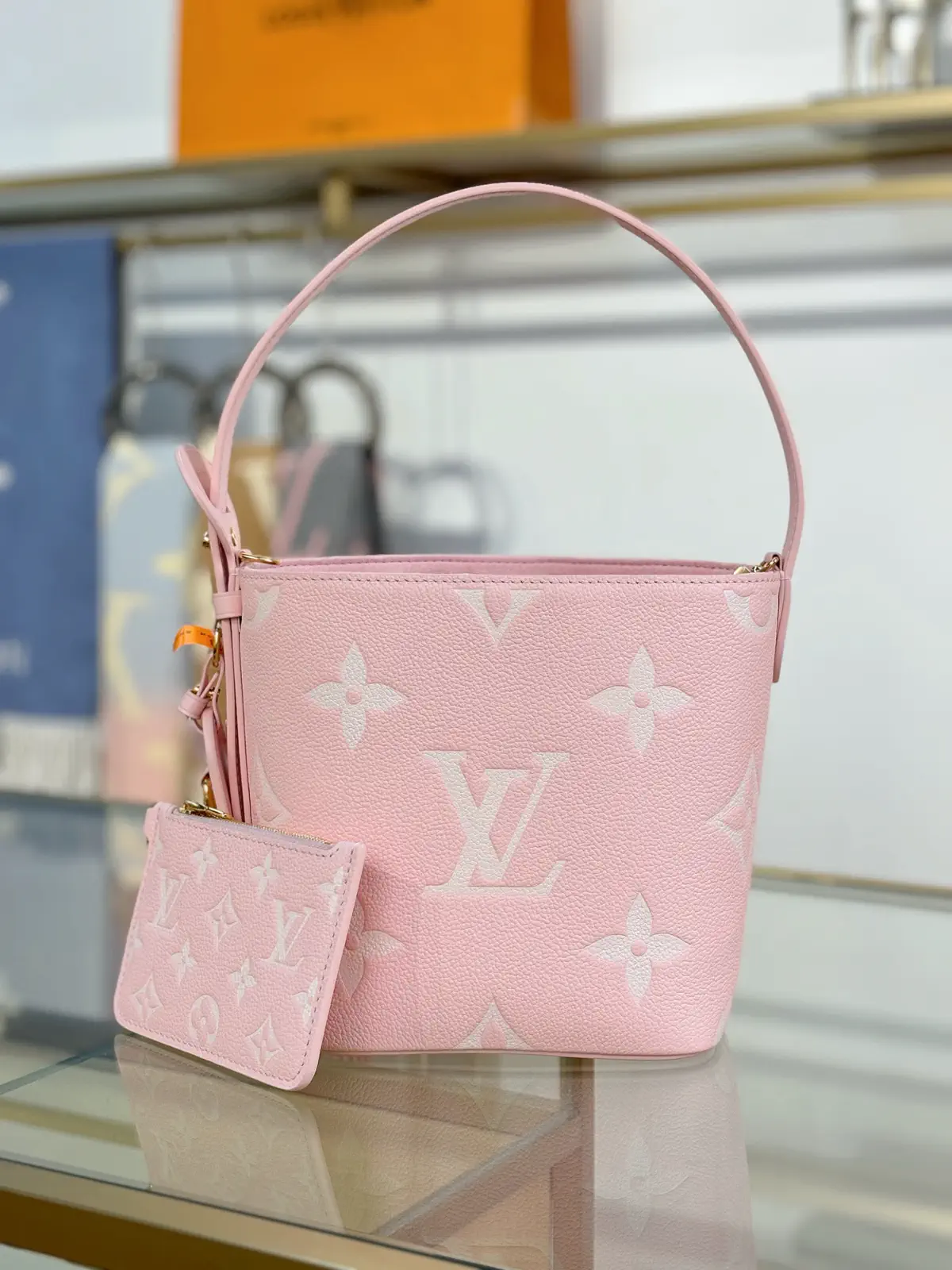 Louis Vuitton Pink Monogram Bucket Bag with Pouch image 1