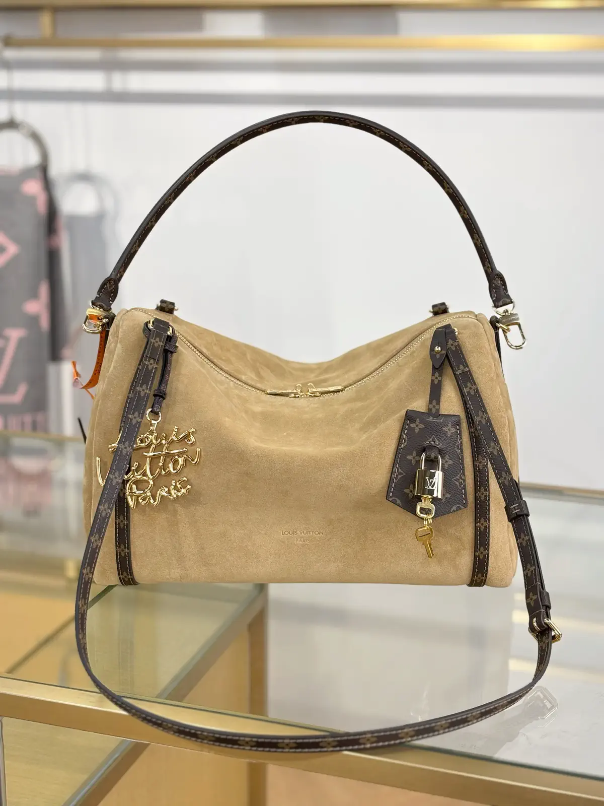 Louis Vuitton Camel Suede Medium Shoulder Bag image 1