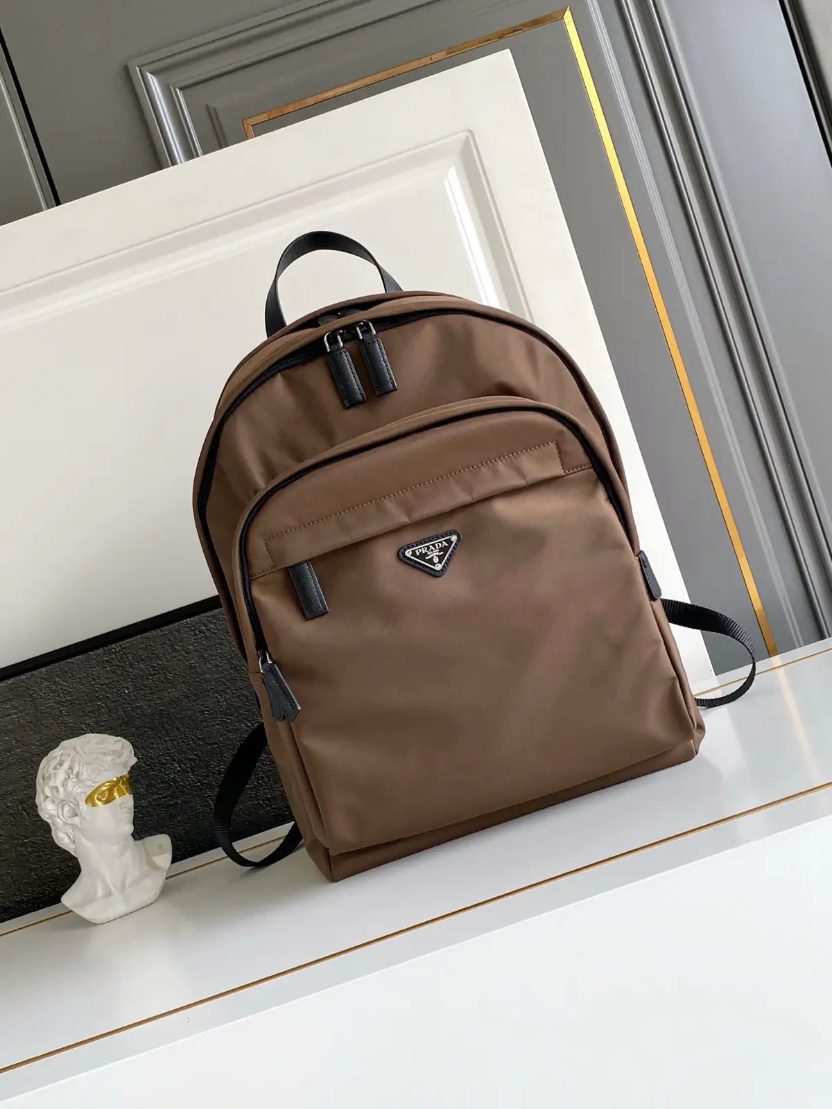 Prada Nylon Backpack with Saffiano Leather Trim image 1