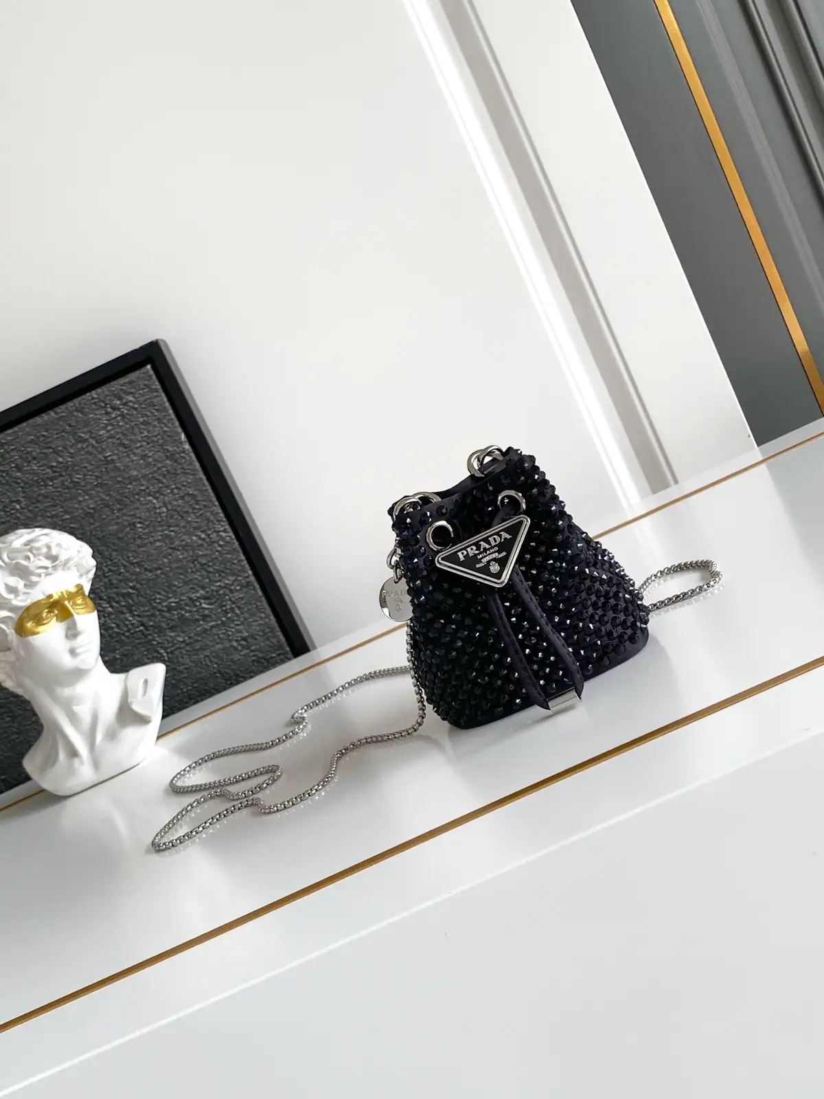 Prada Mini Crystal Embellished Bucket Bag image 1