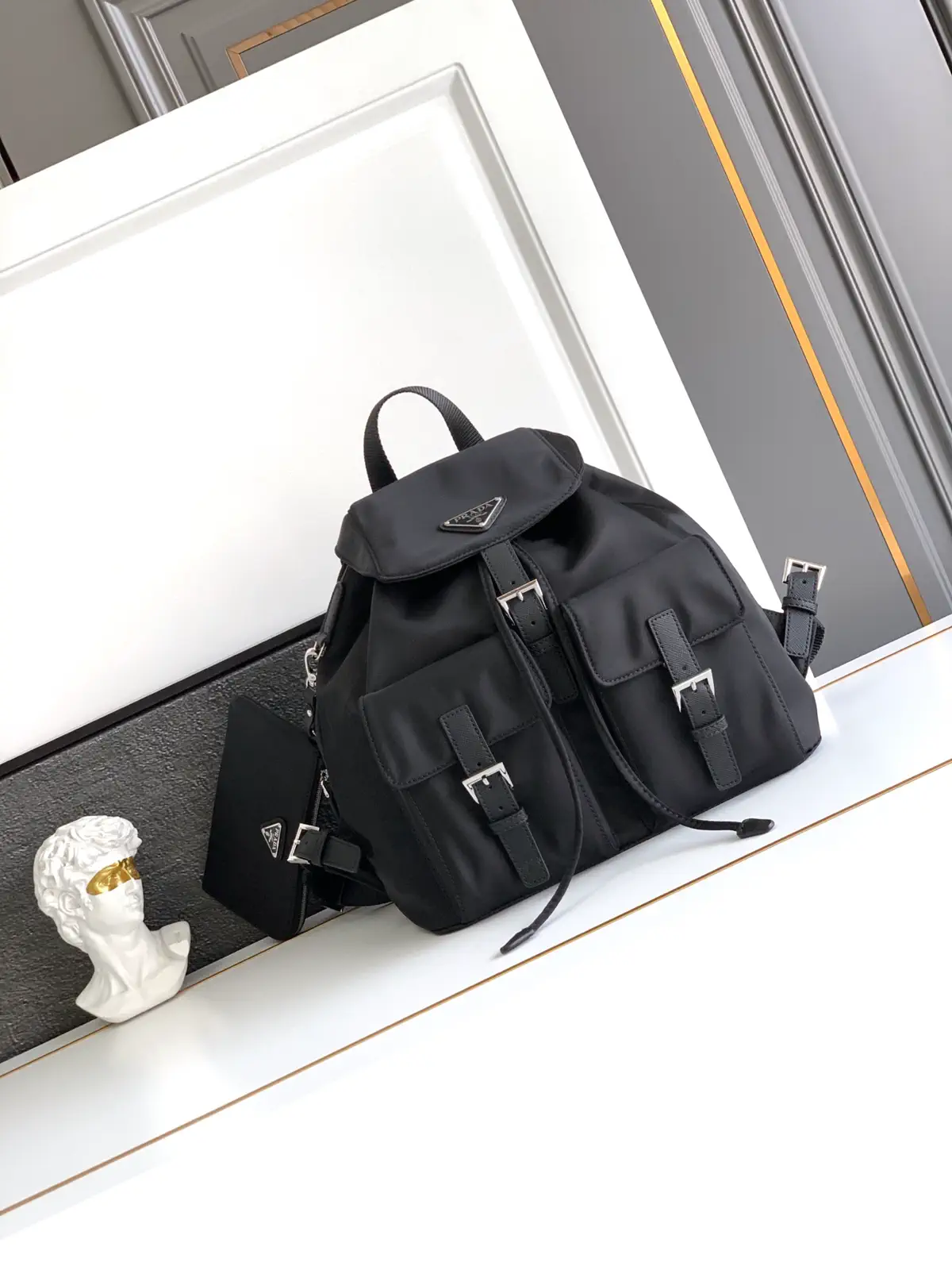 Prada Nylon Backpack with Saffiano Leather Trim image 1