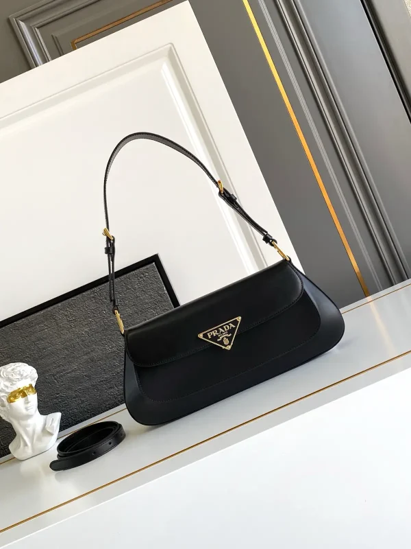 Prada Black Leather Flap Shoulder Bag image 1