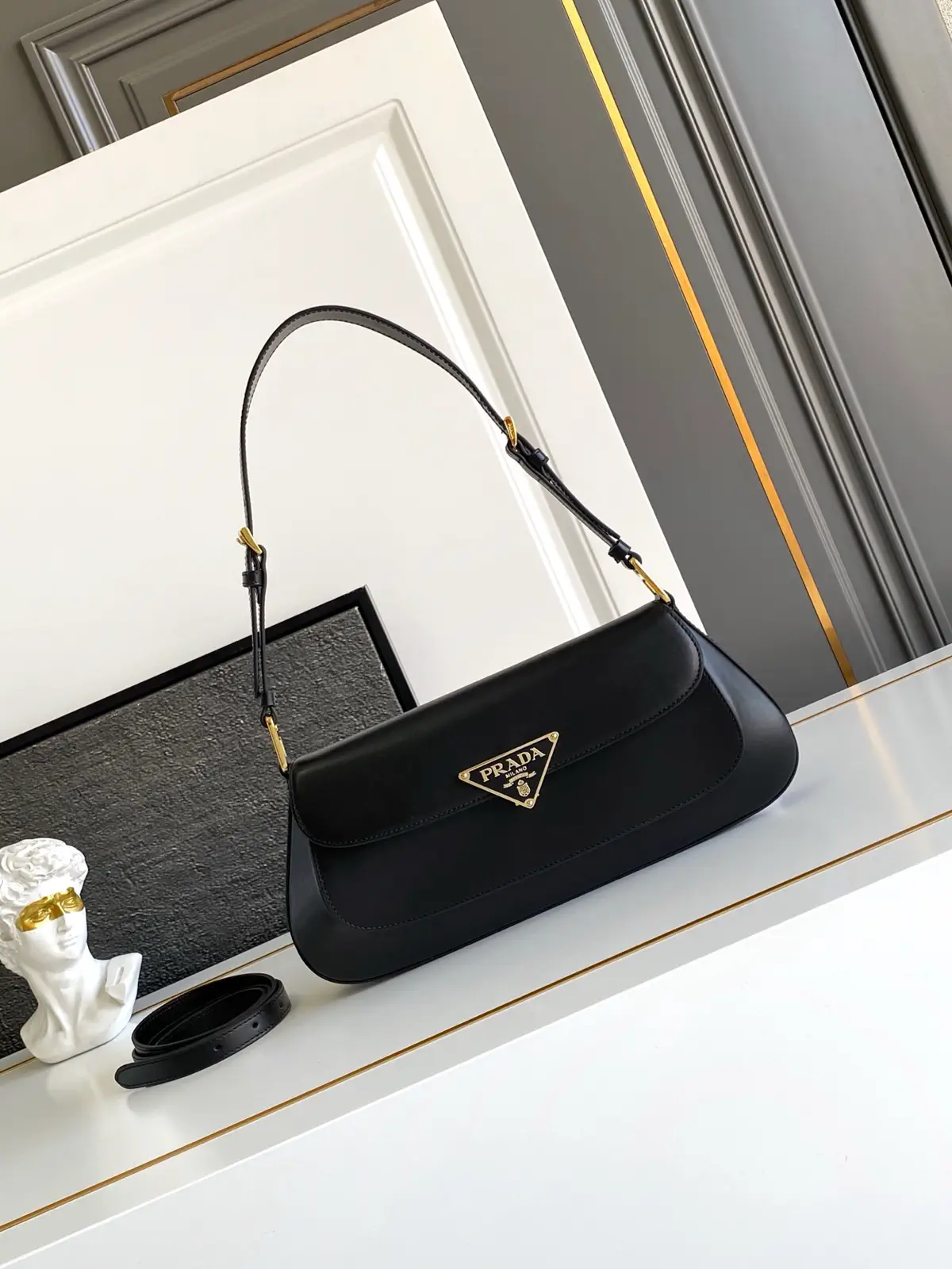 Prada Black Leather Flap Shoulder Bag image 1