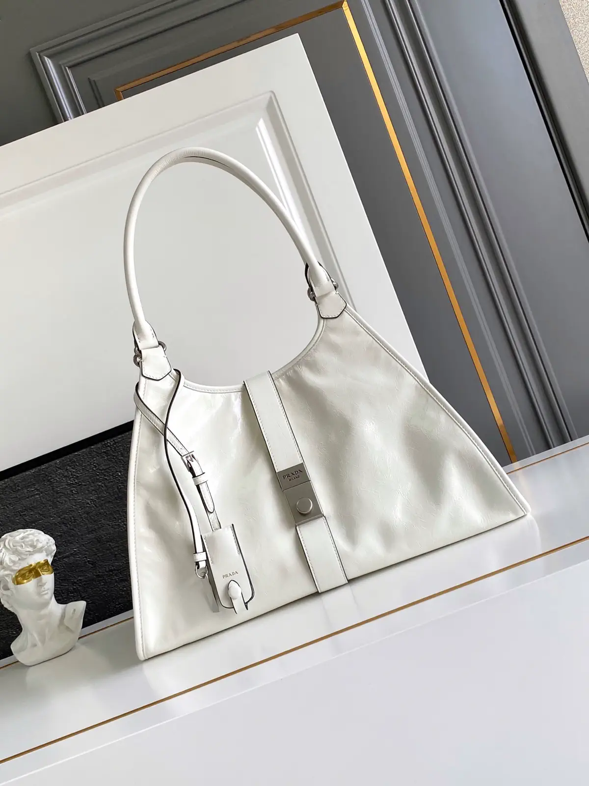 Prada White Buckle Closure Shoulder Bag image 1